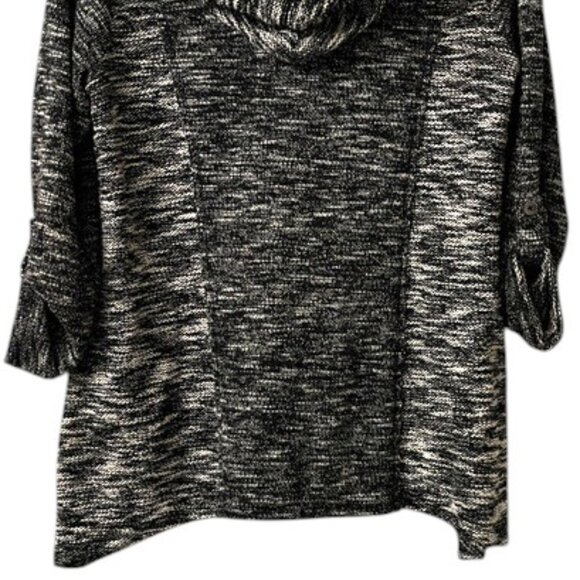 Style & Co. Black and White Knit Zip Front Hooded Cardigan - Picture 7 of 9